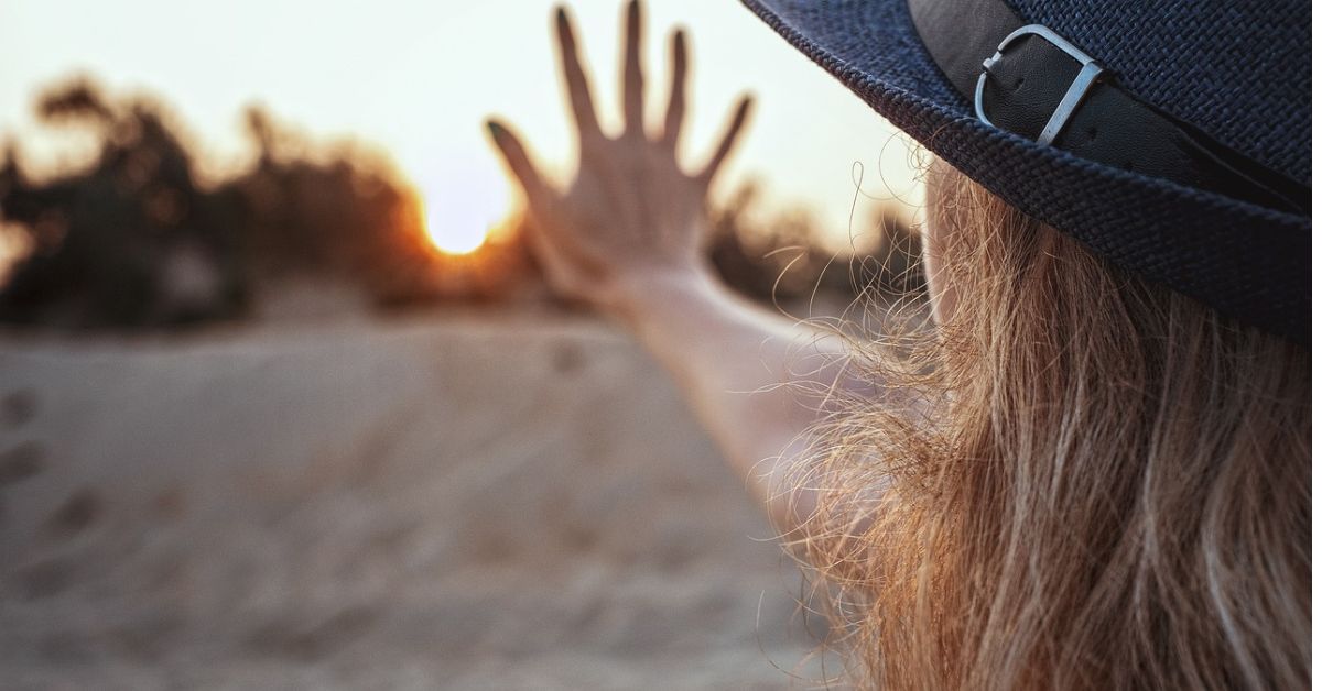 At Your Command Things will Happen Haly Life Story. Woman with a Hat Stretched Her Hand.