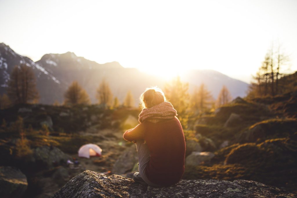 Girl Sitting Alone Enjoying Nature