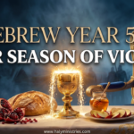 Hebrew Year 5787 Your Season of Victory - The table is Set with Bread, Pomegranates, cup, apples and honey