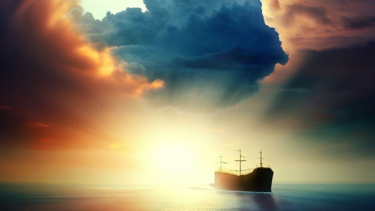 How to Live a Stress-Free Christian Life Finding Peace and Inspiration - Haly Ministries (on photo: ship stormy and synny sky)