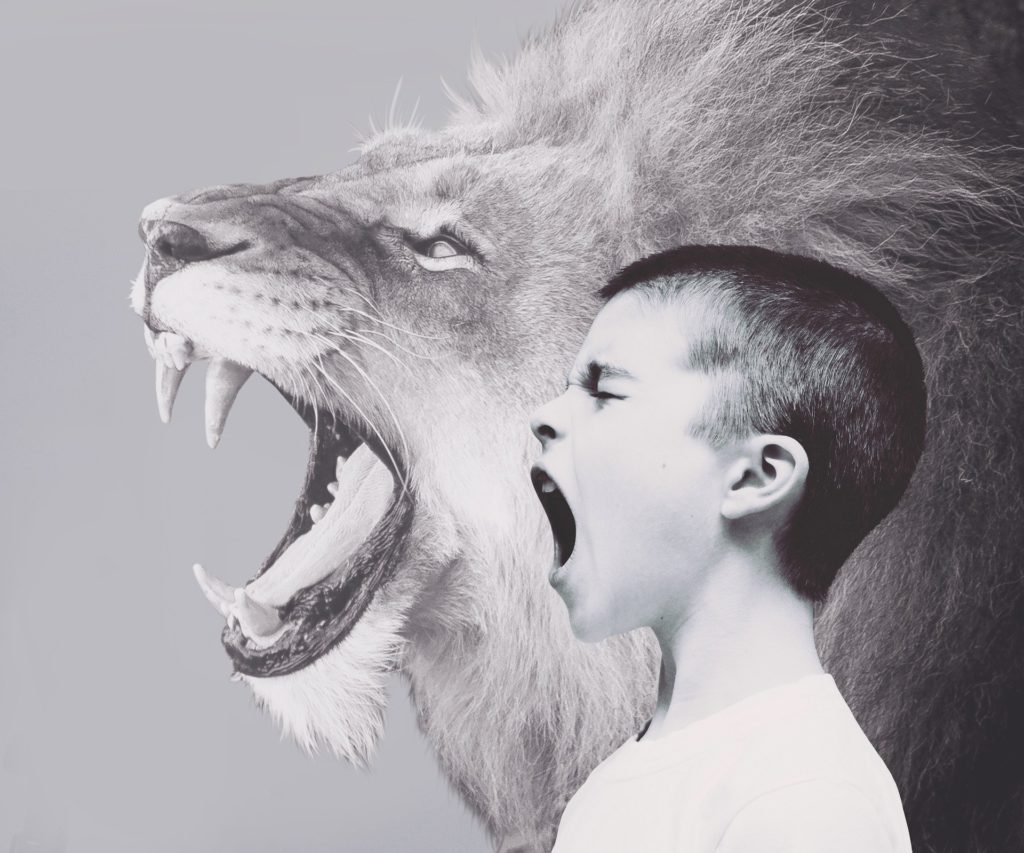 Lion and Child Roar