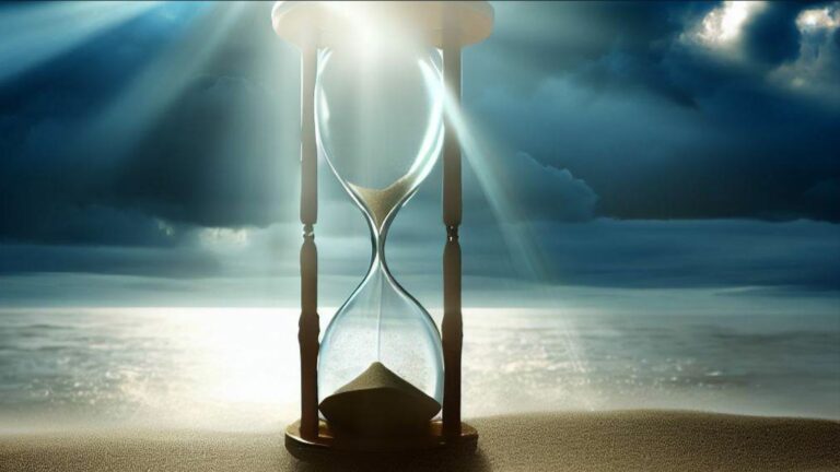 The Hour of Fulfilment Draws Near Prophetic Word - Haly Ministries (on photo: Hourglass on seashore)