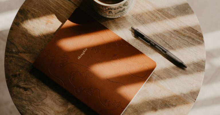 Transform Your Life The Power of Your Thoughts through Faith - Haly Ministries (on photo: on the desk a Thoughts journal and pen)