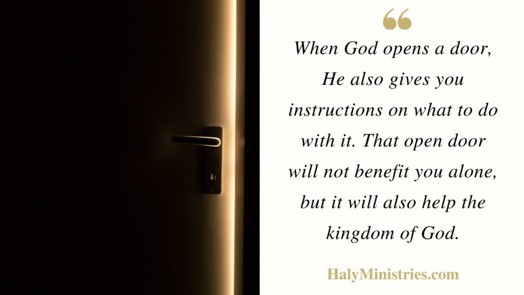 When God Opens a Door - Haly Ministries Quote