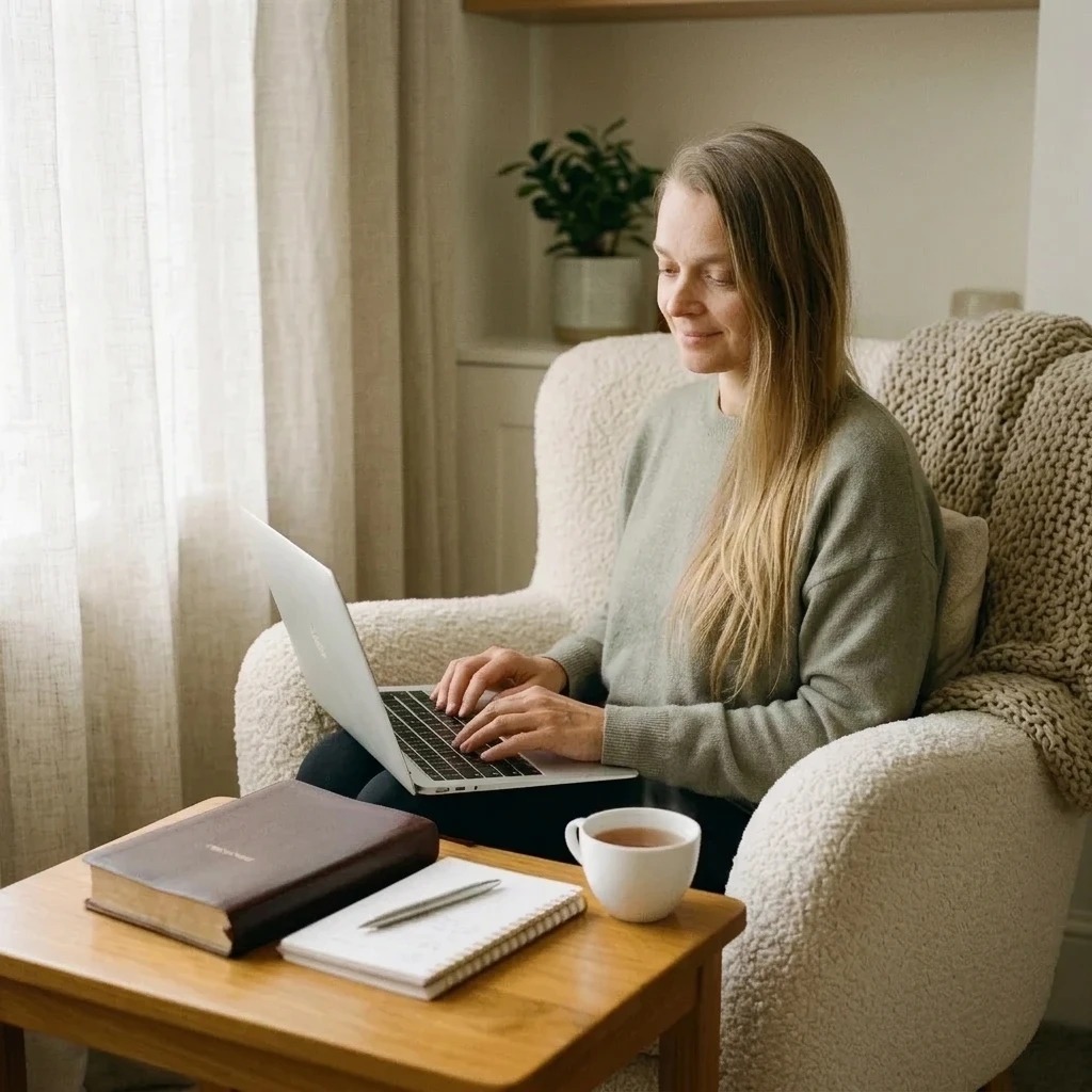 Haly working on laptop