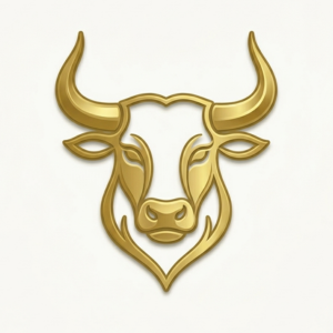 Gold majestic ox head icon representing the Aleph and Hebrew roots for Haly Ministries